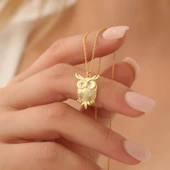 925 Ayar Baykuş Figürü Kolye thumbnail 3