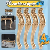 4 Adet Valenta Masa Dresuar Ayağı 76 cm Gold Altın Ayak Mutfak Yemek Masası Mobilya Ayakları Altın thumbnail 1