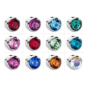 Taşlı Çelik Medikal Kulak Delme Küpesi 12 Çift (Renkli) - 1