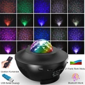 HyMark Led Yıldız Bluetooth Hoparlör Usb Projektör Okyanus Dalgası 21 Modlu Gece Lambası - 2