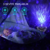 HyMark Led Yıldız Bluetooth Hoparlör Usb Projektör Okyanus Dalgası 21 Modlu Gece Lambası - 8