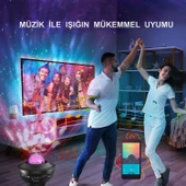 HyMark Led Yıldız Bluetooth Hoparlör Usb Projektör Okyanus Dalgası 21 Modlu Gece Lambası - 6