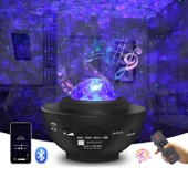 HyMark Led Yıldız Bluetooth Hoparlör Usb Projektör Okyanus Dalgası 21 Modlu Gece Lambası - 1