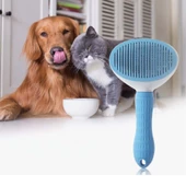 Petinka Kedi Köpek Tüy Toplayıcı Kendini Temizleyebilen Ergonomik Saplı Mavi Evcil Hayvan Tarağı - 8