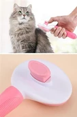 Petinka Kedi Köpek Tüy Toplayıcı Kendini Temizleyebilen Ergonomik Saplı Evcil Hayvan Pembe Tarağı - 10