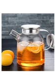 Çelik Kapaklı Borosilikat Uzun Cam Demlik 1800 Ml   -CM-2003 - 1
