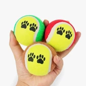 Petinka Tenis Topu Üçlü Renkli Desenli Kedi Köpek Oyuncağı - 6