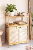 Digithome Bambu Xl Kirli Sepetli 2 Raflı Çok Amaçlı Banyo Düzenleyici Çamaşır Sepeti Organizer DB-0004 - 1