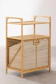 Digithome Bambu Xl Kirli Sepetli 2 Raflı Çok Amaçlı Banyo Düzenleyici Çamaşır Sepeti Organizer DB-0004 - 2