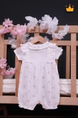 Babydola Kız Bebek Çiçek Desen Fiyonk ve Dantel Detaylı Tulum Bayramlık 15035 - 11