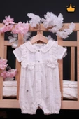 Babydola Kız Bebek Çiçek Desen Fiyonk ve Dantel Detaylı Tulum Bayramlık 15035 - 1