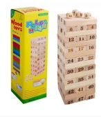 48 Parça Sayılı 4 Zar Ahşap Jenga Kule Denge Oyunu Eğitici Oyuncak Beceri Oyunu - 2