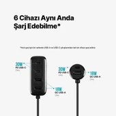 Ttec 90W Süper Hızlı 6in1 Araç Şarj Cihazı, 3x USB / 3x Type C Girişli Akım ve Isı Korumalı Araç Şarjı - 3