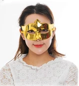 Altın Renk Kostüm Partisi Ekstra Parlak Balo Maskesi 15x10 cm thumbnail 1