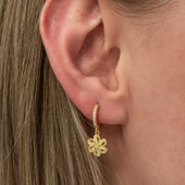 ​Gümüş Sallantılı Gold Çiçek Kadın Küpe thumbnail 4