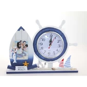 Ahşap Marin Dümenli Çerceveli Saat - 1