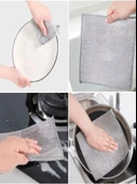 WUVERA 1 Adet 20x20 Inox Tel Bez Zor Kir Bezi, Inox Telli Bulaşık Bezi, Mutfak Banyo Bezi - 2