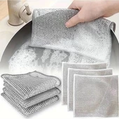 WUVERA 1 Adet 20x20 Inox Tel Bez Zor Kir Bezi, Inox Telli Bulaşık Bezi, Mutfak Banyo Bezi - 4