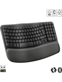 Logitech Wave Keys 920-012311 Kablosuz Bluetooth Dolgulu Avuç İçi Destekli Ergonomik Türkçe Q Klavye - Siyah - 1