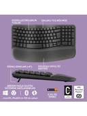 Logitech Wave Keys 920-012311 Kablosuz Bluetooth Dolgulu Avuç İçi Destekli Ergonomik Türkçe Q Klavye - Siyah - 5