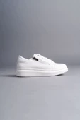 Warrior Bağcıklı ve Fermuarlı Cilt Erkek Günlük Sneaker Ayakkabı BT Beyaz - 4