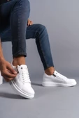 Warrior Bağcıklı ve Fermuarlı Cilt Erkek Günlük Sneaker Ayakkabı BT Beyaz - 3
