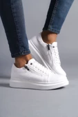 Warrior Bağcıklı ve Fermuarlı Cilt Erkek Günlük Sneaker Ayakkabı BT Beyaz - 1