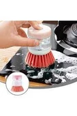 WUVERA 1 Adet Bulaşık Yıkama Fırçası Sıvı Deterjan Hazneli Ocak Tencere Tava Mutfak Banyo Temizleme Fırçası - 7