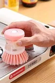 WUVERA 1 Adet Bulaşık Yıkama Fırçası Sıvı Deterjan Hazneli Ocak Tencere Tava Mutfak Banyo Temizleme Fırçası - 4