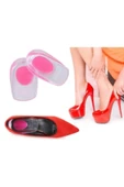 Topuk Dikeni Tabanlık Ortopedik Silikon Topuklu Gizli Jel Yastık Topuk Silikonu Şeffaf Pembe thumbnail 2