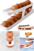 2 Katlı Otomatik Buzdolabı Yumurta Standı Yumurtalık Rafı Saklama Kabı Buzdolabı Organizeri - 3