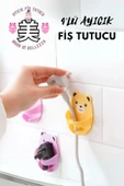 Desenli Fiş Askısı 4 Adet Kendinden Yapışkanlı Ayı Desenli Kablo Tutucu thumbnail 1