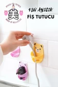 Desenli Fiş Askısı 4 Adet Kendinden Yapışkanlı Ayı Desenli Kablo Tutucu - 1