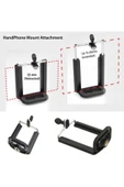 Telefon Tutucu Tripod Bağlantılı Ayarlı Sabitleyici Aparat Telefon Fotoğraf Video Çekme Tripotu thumbnail 4