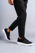 Warrior Bağcıklı ve Fermuarlı Cilt Süet Erkek Günlük Sneaker Ayakkabı BT Siyah - 2