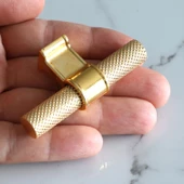 Metal Kulp Tek Vida Tırtık Desen Çekmece Mutfak Mobilya Dolabı Dolap Kulpları Kulbu Altın Gold thumbnail 4