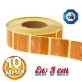 Tüvtürk Onaylı Sarı Kesik Reflektörlü Bant Gece Parlayan En 5 cm 10 Mt İkaz Fosforlu Reflektif thumbnail 1