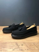 Blaze Bağcıksız Püsküllü Süet Erkek Günlük Spor Klasik Ayakkabı ST Siyah - 1