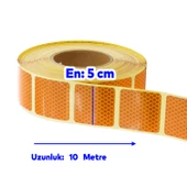 Tüvtürk Onaylı Sarı Kesik Reflektörlü Bant Gece Parlayan En 5 cm 10 Mt İkaz Fosforlu Reflektif thumbnail 2