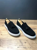 Blaze Bağcıksız Püsküllü Süet Erkek Günlük Spor Klasik Ayakkabı BT Siyah - 1