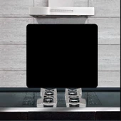 50x60 cm Düz Siyah Desenli Cam Ocak arkası Koruyucu thumbnail 1