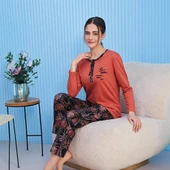 Miss Klein 1137 Kadın Kışlık Üç Düğme Pijama Takımı - 1