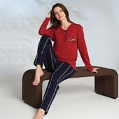 Miss Klein 1213 Kadın Kışlık Üç Düğme Pijama Takımı - 1