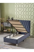 Beehanem Almula 90x190 Tek Kişilik (Baza+Başlık+Yatak) 3 Lü Set (İndigo) - 3