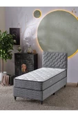 Beehanem Simge 90x190 Tek Kişilik (Baza+Başlık+Yatak) 3 Lü Set(Keten Gri) - 1