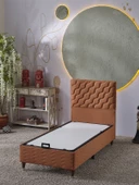 Beehanem Simge 90x190 Tek Kişilik (Baza+Başlık+Yatak) 3 Lü Set (Kiremit) - 2