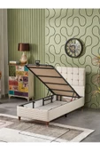 Beehanem Bengü 90x190 Tek Kişilik (Baza+Başlık+Yatak) 3 Lü Set (Krem) - 3