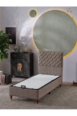 Beehanem Simge 90x190 Tek Kişilik (Baza+Başlık) 2 Li Set (Keten Kahve) - 1