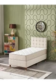 Beehanem Bengü 90x190 Tek Kişilik (Baza+Başlık+Yatak) 3 Lü Set (Krem) - 1