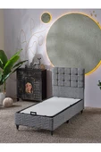 Beehanem Bengü 90x190 Tek Kişilik (Baza+Başlık) 2 Li Set (Keten Gri) - 1